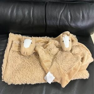 Mon Ami brown horse baby security comfort blanket set